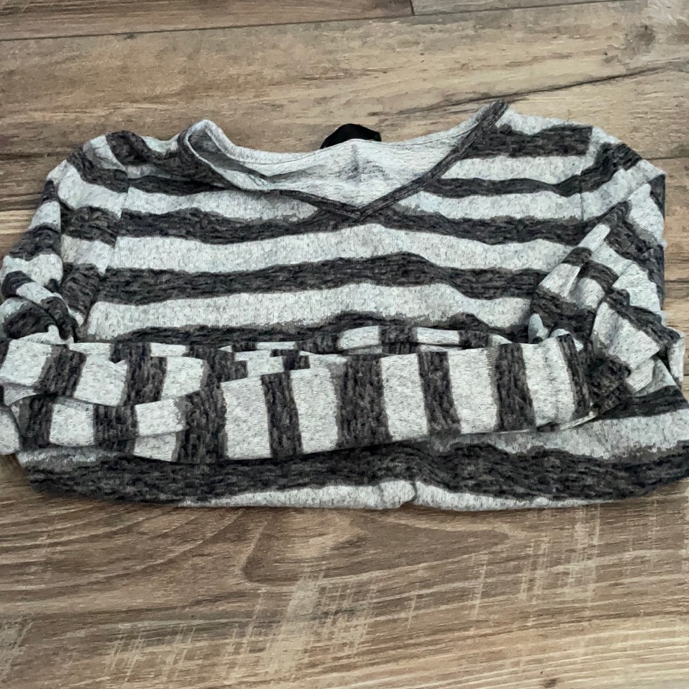 From SHEIN. Grey striped shirt. Size Large